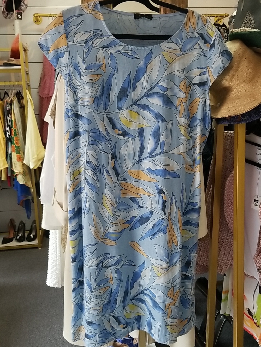 Cherish Light Blue Floral Leaf Print Dress